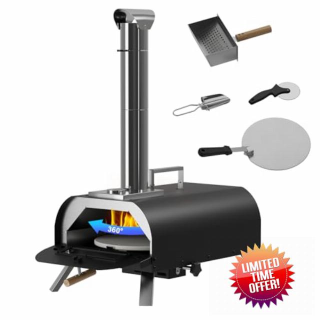 LotFun Outdoor Pizza Oven with Manual Rotating System