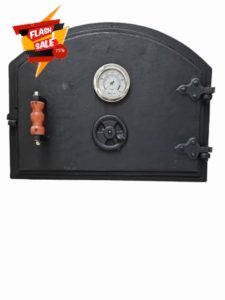 Pizza Oven Door - With front pyrometer clock (Indoor & Outdoor) - Cast Iron or Steel (Design 1 – Cast Iron - Circular)