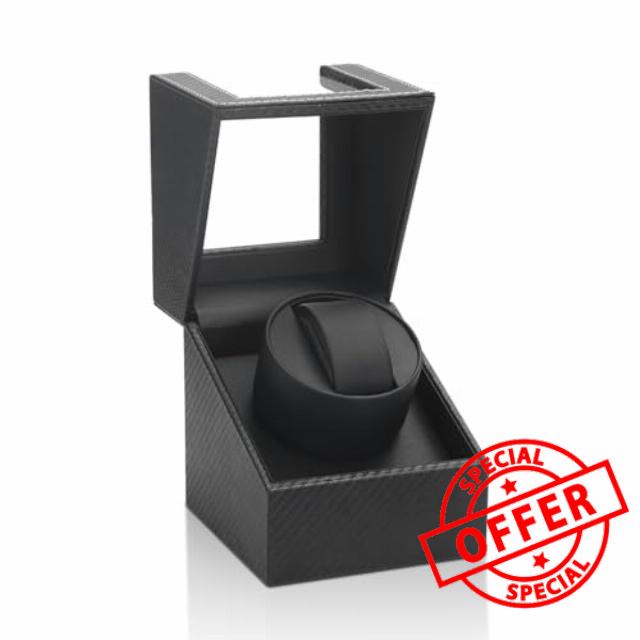 TOPWAY Single Automatic Watch Winder: Automatic Watch Rocker Box Bidirection Rotation for Women and Men Mechanical Watch - AC Adapter or Battery Powered