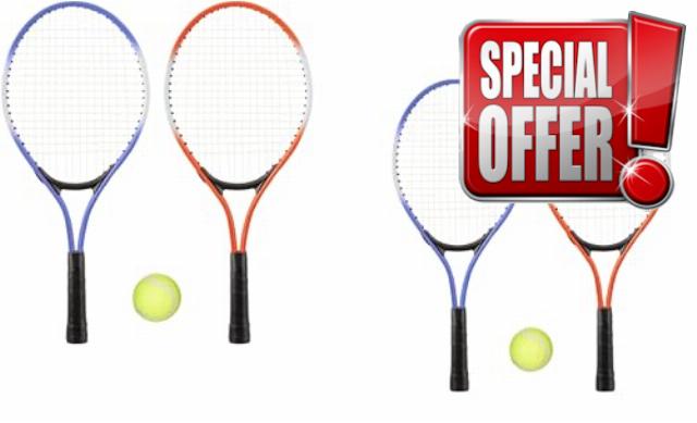 Pack Of X2 Junior 2 Player Kids Tennis Metal Racquet and Ball Set Lightweight Aluminium – Garden Outdoor Children Sports Fun Game Picnic Sport Beach Court Park Tournament With Carry Storage Bag (2 PAC
