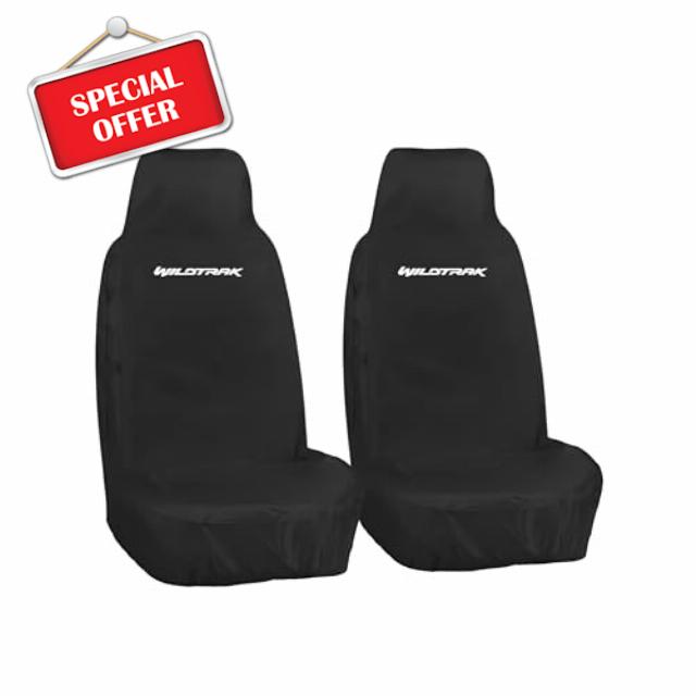 JH AUTOSTORES - Front Custom Seat Covers Heavy Duty Waterproof Black Protectors 2x Pair 1+1 - Fits Ranger Wildtrak