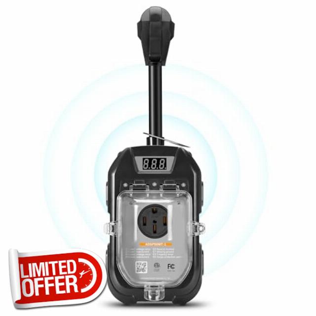RV Surge Protector 50 Amp Waterproof (Wi-Fi with in-APP) Portablepower & Fault Detection
