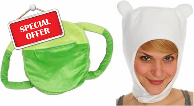 Adventure FINN HAT & BAG Pilot Winter White Cap Fleece Costume Halloween NWT