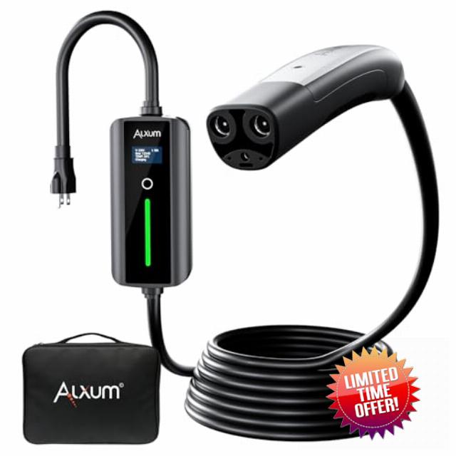 Alxum 16A Tesla Mobile Charger - Level 1 EV Charger for Tesla 110V Charger Compatible with All Models Y/3/S/X Cybertruck 16.4FT Tesla Wall Connector with NEMA 5-15 Plug
