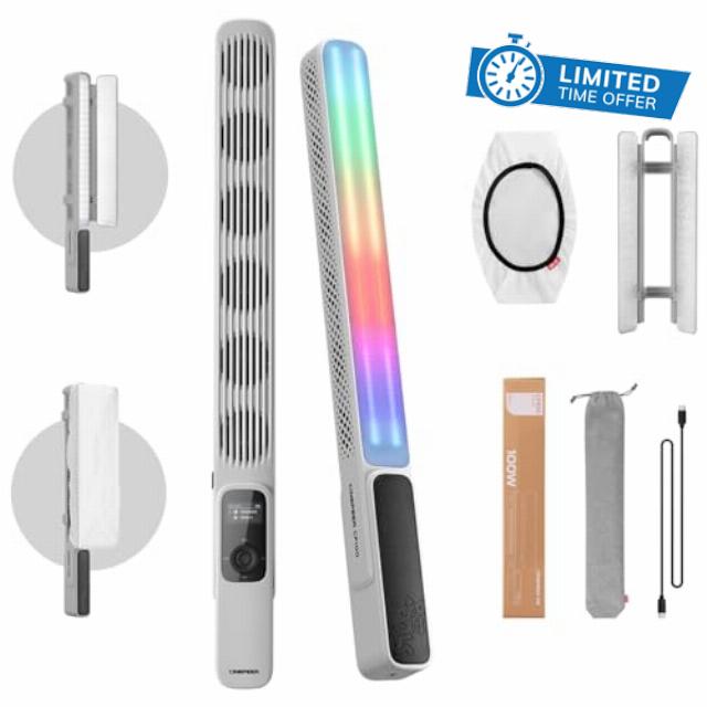 ZHIYUN CINEPEER CF100 Combo 100W LED Video Light Wand Max 2610 Lux RGB 2700K~6500K CRI 96+ Portable Light Stick with 6 Light Effects Continuous Output Lighting