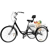 Fridgestea 20 Inch Tricycle for Adults, 8 Speed Cargo Trike, 3 Wheel Bike with Dual Brakes, Shopp...