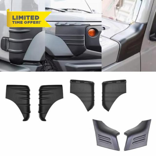 Black ABS Car Retrofit Exterior Hood Angle Protector Wrap Angle Protection Cover Decorative Cover Trim Fit for Suzuki Jimny 2/4 Door 2019-2024 Car Refit Accessories