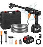 MYPIN Cordless Pressure Washer, Portable Pressure Washers, 6 in 1 Rechargeable Battery Pressure W...