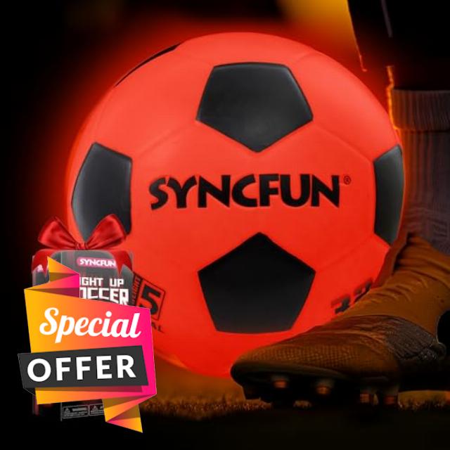 SYNCFUN Glow in The Dark Football Light Up LED Football Reflective Football Size 5 for Night Games Bright Soccer ball Gift for Kids Outdoor Sports