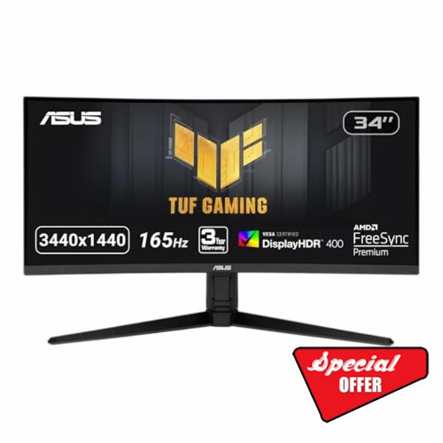 ASUS TUF 34 Inch Curved Gaming Monitor - WQHD (3440x1440)