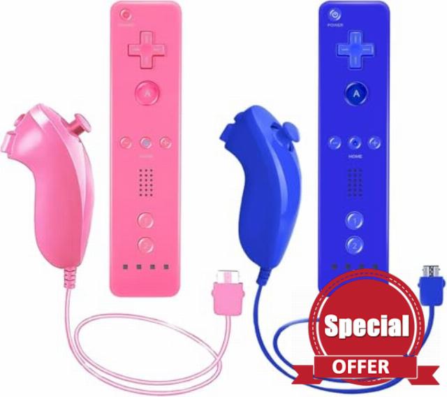 AUFGLO Wii Remote Controller and Nunchuck Controllers compatible with Wii/Wii U