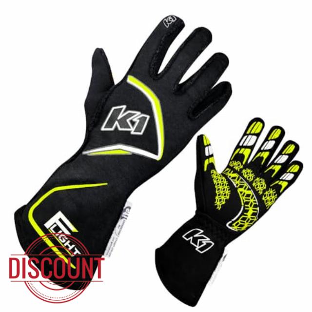 K1 Flight Adult Nomex® Auto Racing Gloves SFI 3.3/5 - Black