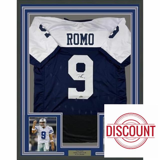 Framed Facsimile Autographed Tony Romo 35x39 Dallas Thanksgiving Day Reprint Laser Auto Football Jersey