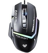 AULA S12Pro Gaming Mouse Wired,6 Adjustable DPI 12800,Ergonomic RGB Backlight Computer Mouse,Prog...