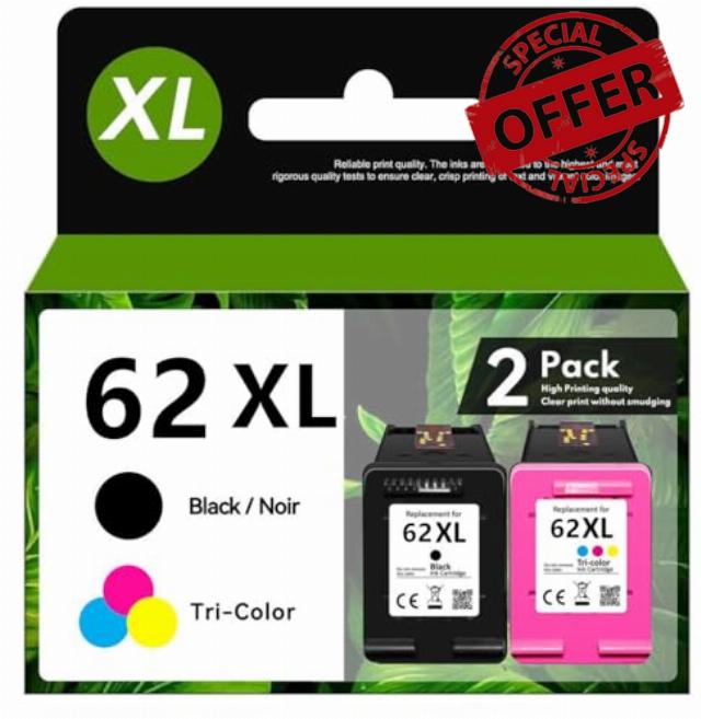 62xl 62 xl 62 Ink Cartridges twin Pack Remanufactured for HP 62 Ink Cartridges twin Pack Compatible with HP 5540 5544 5640 5542 Printe