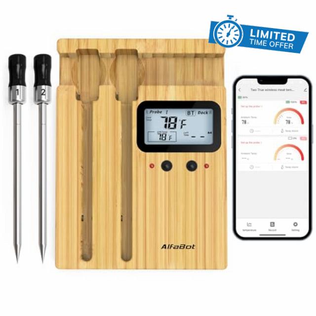 AlfaBot Wireless Meat Thermometer with 2 Meat Probes