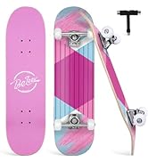 BELEEV Skateboards, 31 x 8 inch Complete Skateboard for Beginners, 7 Layer Canadian Maple Double ...