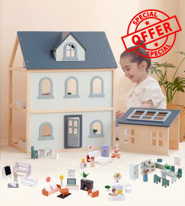 PairPear Wooden Toys Dollhouse