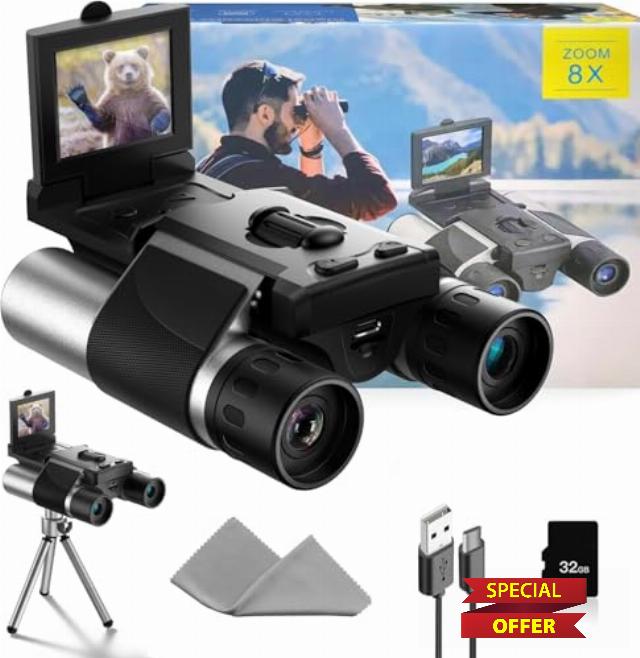 Digital Binoculars with Camera - 10x Optical Zoom 8X Digital Zoom