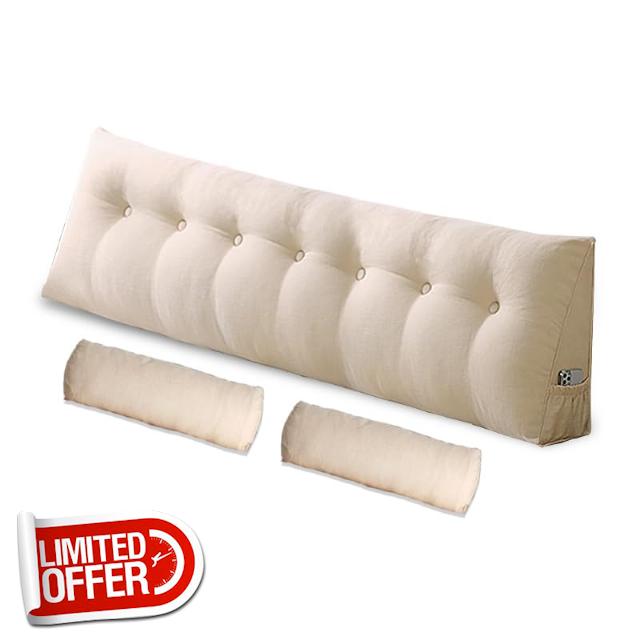 Large Triangular Headboard Pillow with Head Roll Pillow