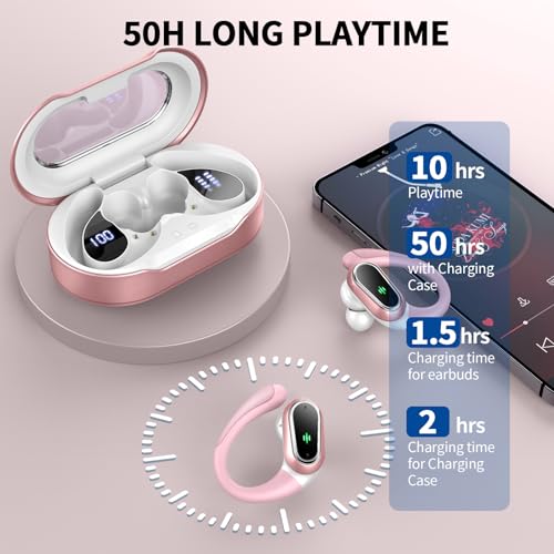 Bluetooth 5.3 Headphones Sport with 4 ENC Noise Cancelling Mic