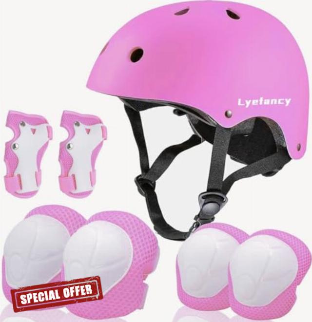 Lyefancy Kids Bike Helmet and Pads Set for 3-13 Years old Boys Girls