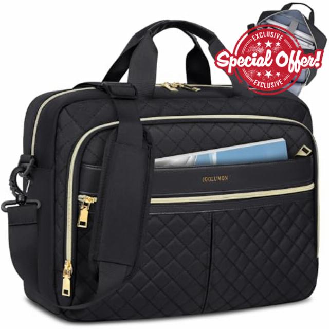 IGOLUMON 15.6 Inch Laptop Bag for Women Messenger Bag Work Bags for Women Computer Bag Laptop Briefcase for Business Office College Travel