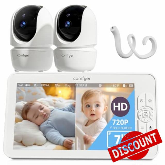 7" HD Large Split-Screen Baby Monitor with 1 Silicone Bracket