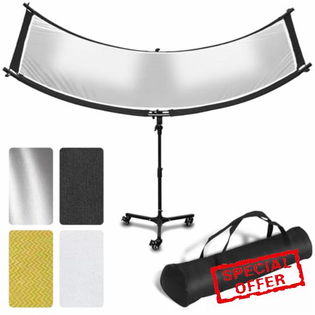 Clamshell Light Reflector Diffuser with Rolling Stand and Carrying Bag