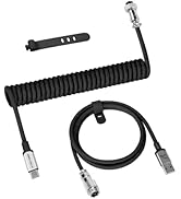 ATTACK SHARK C01 PRO Coiled USB C Cable for Gaming Keyboard, Type-C to USB-A, Custom Braided Doub...