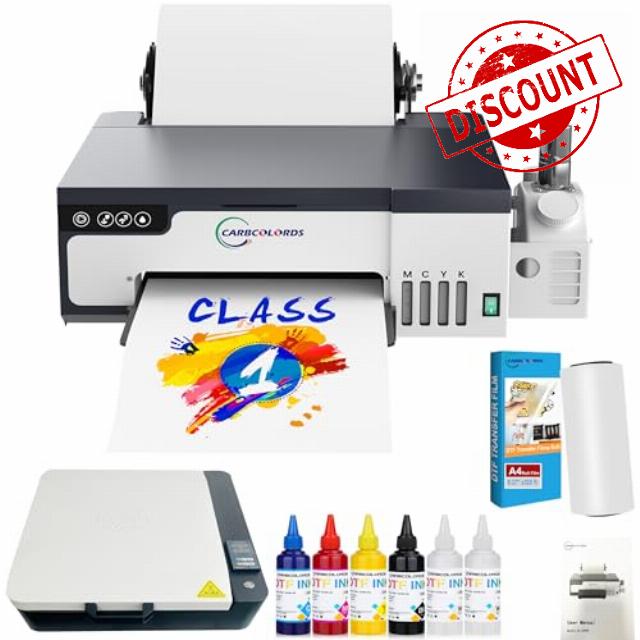 Carbcolords DTF Printer A4 High-Speed Transfer Machine with White Ink Mixing System and Roll Feeder for DIY T-Shirts (Printer+Oven)