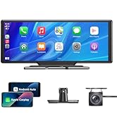 ESSGOO A-pple Carplay & Android Auto with 9 Inch IPS Screen, Wireless A-pple Carplay with Mirror ...