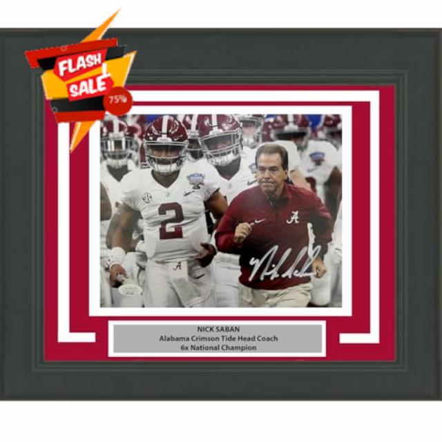 Framed Autographed/Signed Nick Saban Alabama Crimson Tide 8x10 College Football Photo JSA COA #4