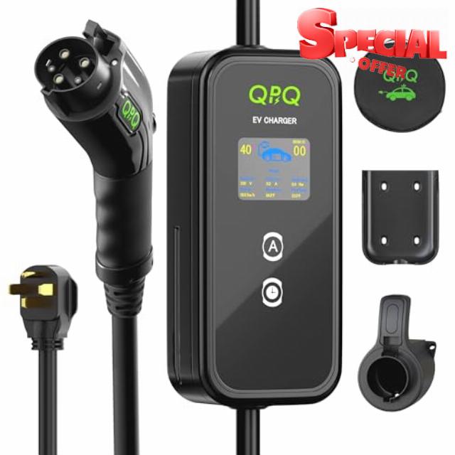 QPQ Level 2 EV Charger 40Amp 110-240V Portable EV Charger