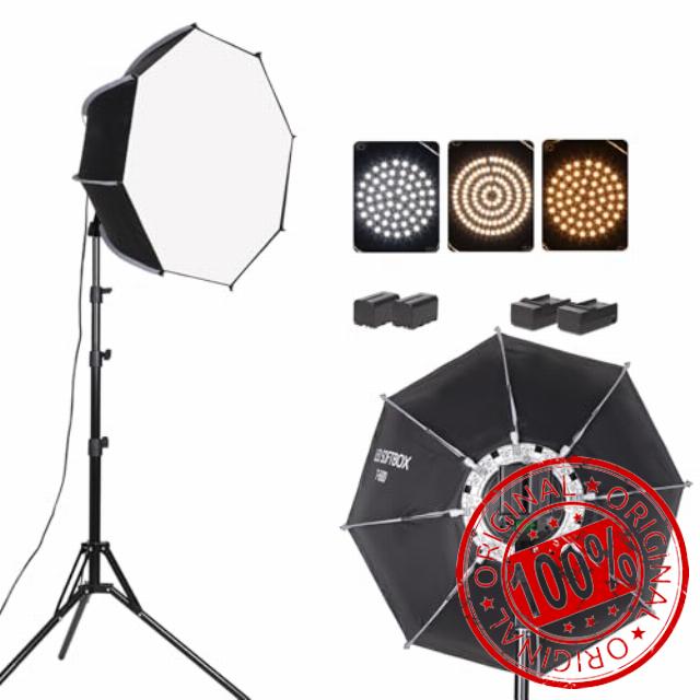 Octagonal Softbox LED Photography Light Kit with Rechargeable Battery for Continuous Lighting for Studio or Outdoor Portrait Product Photography