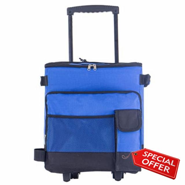 Cooler With Wheels And Pull 43L Large Cooler Waterproof Low Noise Rolling Cooler Foldable Multi-Pocket Zipper Closure Insulated Cooler For Outdoor