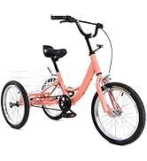12 Inch Tricycle for Children Age 2 to 5, 3 Wheel Kids Trike with Basket, Single Speed Cruiser Bi...