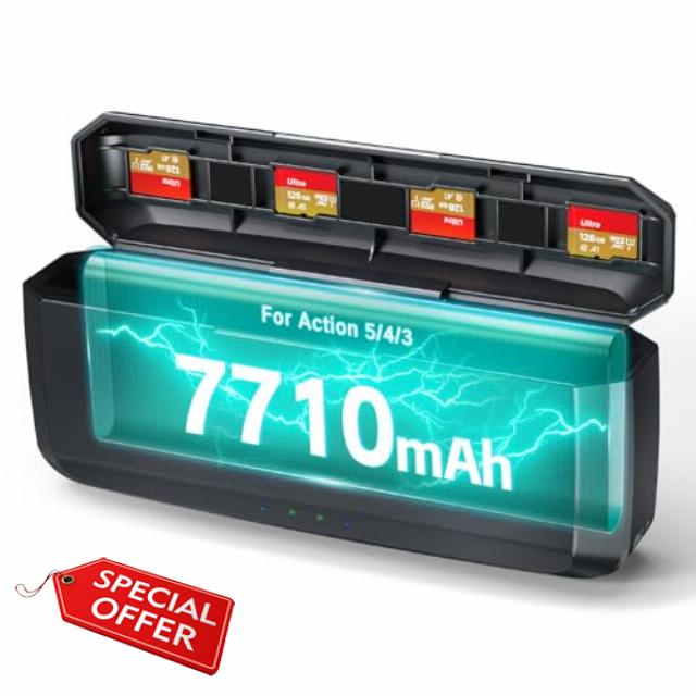 Adicop 7710mAh Power Bank compatible with DJI action 5 Pro/4/3 Battery