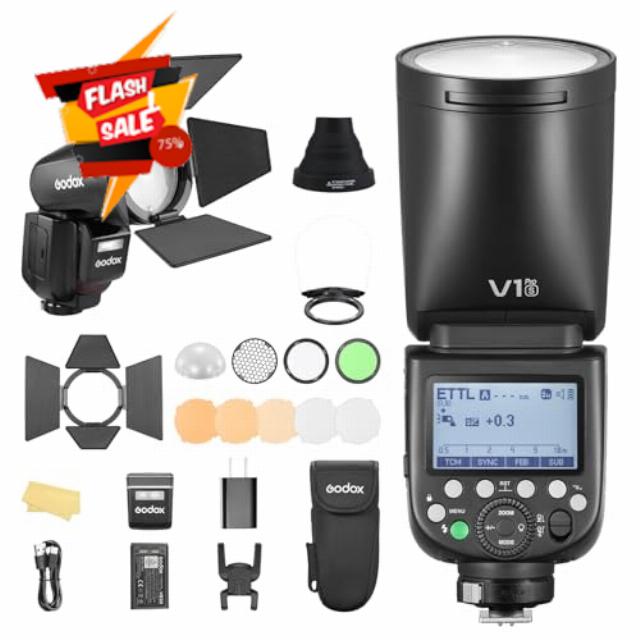Godox V1Pro S with AKR1 Kit External Flash SU-1 for Sony Camera 2980mAh 76W Battery Flash TTL 1/8000s HSS 1.3s Recycle Time 2.4G Wireless HSS 500 Full Power Flashes (V1PRO-S AKR1)