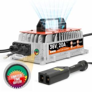 Golf Cart Charger 36 Volt EZGO Charger 20AMP 36 Volt Golf Cart Battery Charger EZGO TXT 36v Golf Cart Charger Trickle Charger EZGO Golf Cart Charger IP67 Waterproof Lead Acid Battery Charger