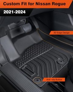 All-Weather TPE Car Mats Full Set with Trunk Cargo Liner for Nissan Rogue Automotive Accessories 2021-2024 (Not for Select&Sport Models)
