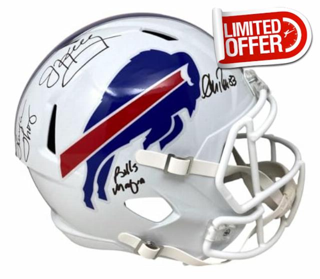Jim Kelly Thomas Reed Signed Buffalo White Full Size Replica Speed Helmet Mafia BAS