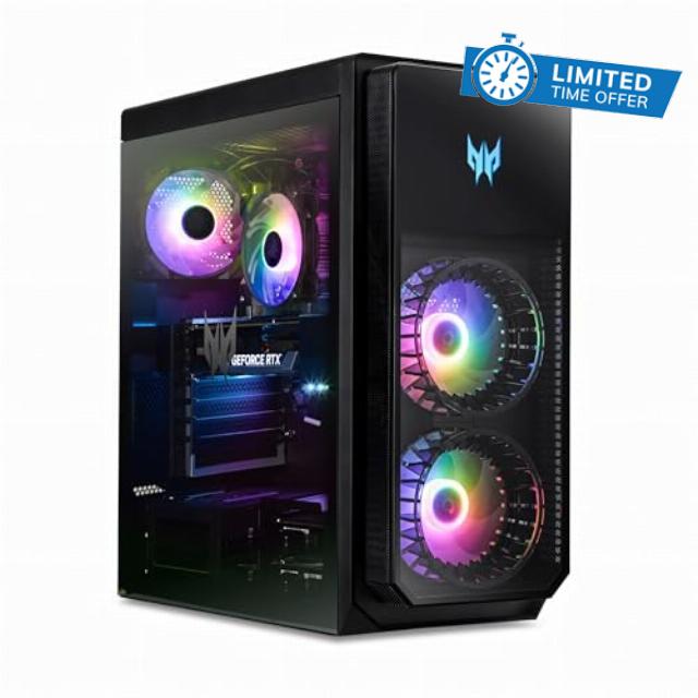 Acer Predator Orion 5000 PO5-650 Desktop Gaming PC - (Intel Core i7-13700F CPU | 16GB DDR5 RAM | 1TB NVMe SSD | 2TB SATA HDD | NVIDIA GeForce RTX 4070 Ti 12GB Graphics Card | Windows 11 Home) - Black