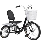 Fridgestea 24 Inch Tricycle for Adults, 6 Speed 3 Wheel Bike, Retro Cargo Trike with Shopping Bas...