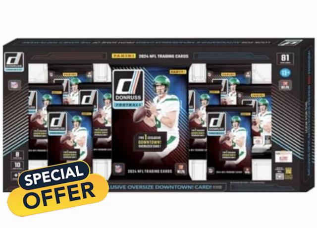 2024 Panini Donruss Football Sealed Bundle Box (1 Oversized Downtown Card And 8 Packs Per Box)