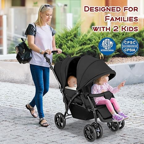 Foldable Stroller with Tandem Seating