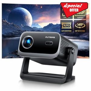 [145°Adjustable Stand] Mini Projector with WiFi and Bluetooth