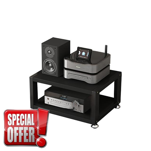 Media Stand Audio Rack Portable Media Storage Rack AV Media Stand Corner Shelf Stereo Racks and Stands with Storage Shelves for Living Gaming Recording Room Meeting Room Bedroom.(Black
