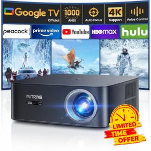 [1000 ANSI/Google TV]Smart Projector with WiFi 6 and Bluetooth