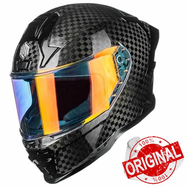 ILM Carbon Fiber Motorcycle Helmets Full Face Racing Helmet for Adult DOT ECE Cascos para Motos MF577P (12K Carbon Black